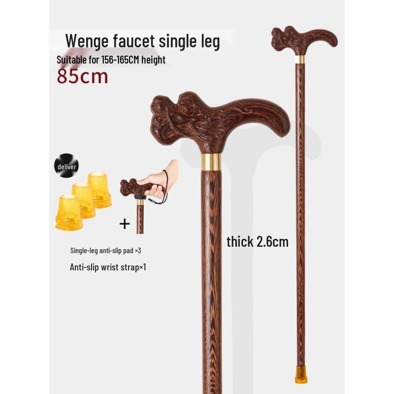 Älterer Drachenkopf Vierbeiniger Holzspazierstock, Rutschfeste & Leichte Krücke