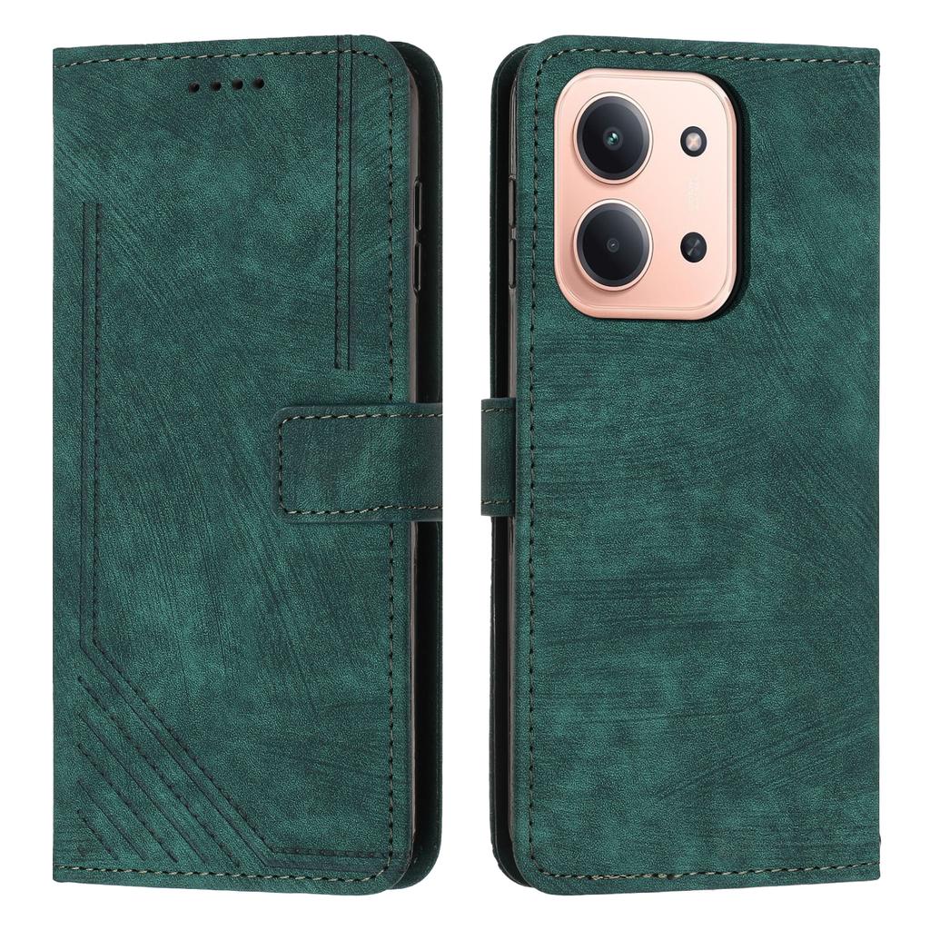 For Xiaomi Redmi 15C 5G (EU) (173mm)/15C 4G (EU) (173mm) Stand Case Imprinted Lines Leather Phone Cover