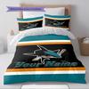 Naam Op Maat San Jose Sharks Patroon Beddengoed Set Dekbedovertrek Kussensloop Huisdecoratie Cadeau (1 dekbedovertrek + 2 kussenslopen, zonder binnenkussen)
