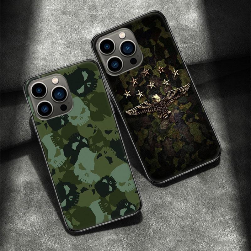 Camouflage Farbe Handyhülle Für Apple Iphone 16 15 Plus Weich 13 12 Mini Hülle 11 14 Pro Max Capa X XS XR 8 7 Schale Coque Silikon