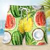 Men's Shorts Summer Shorts Casual Short Pocket Drawstring Elastic Waist Fruit Pineapple Breathable Soft Short Fashion Streetwear