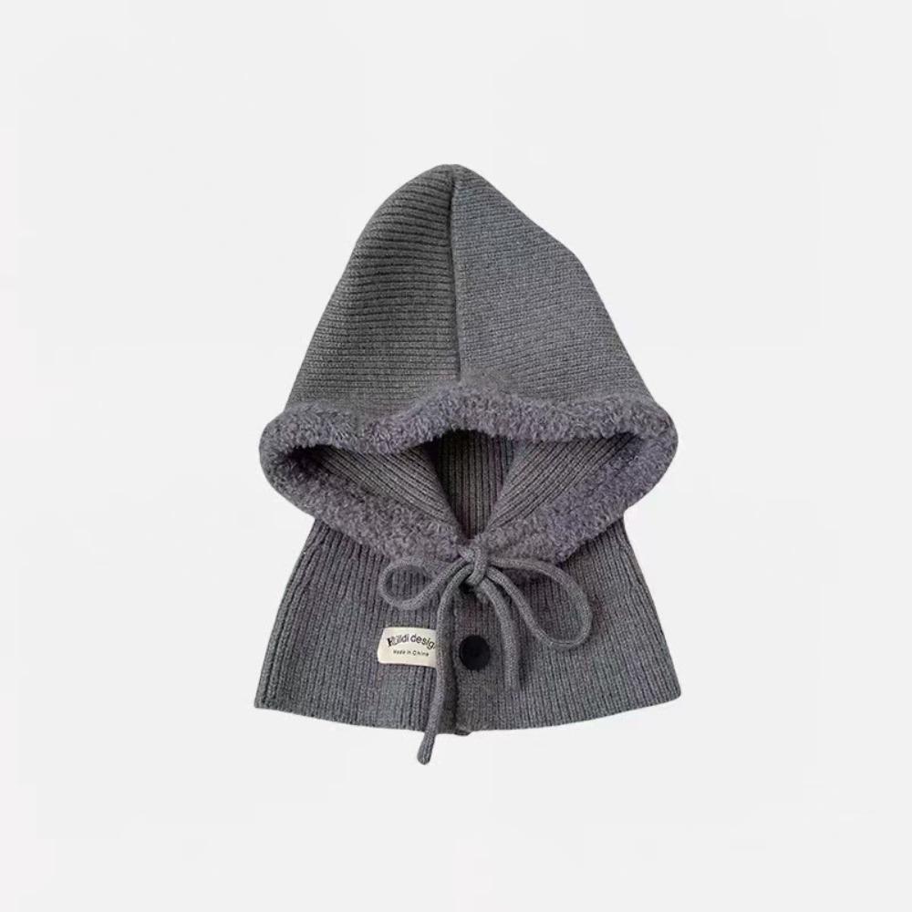 Solid Color Knitted Hooded Cap Wool Blend Earflap Hat Simple Winter Cap Outdoor
