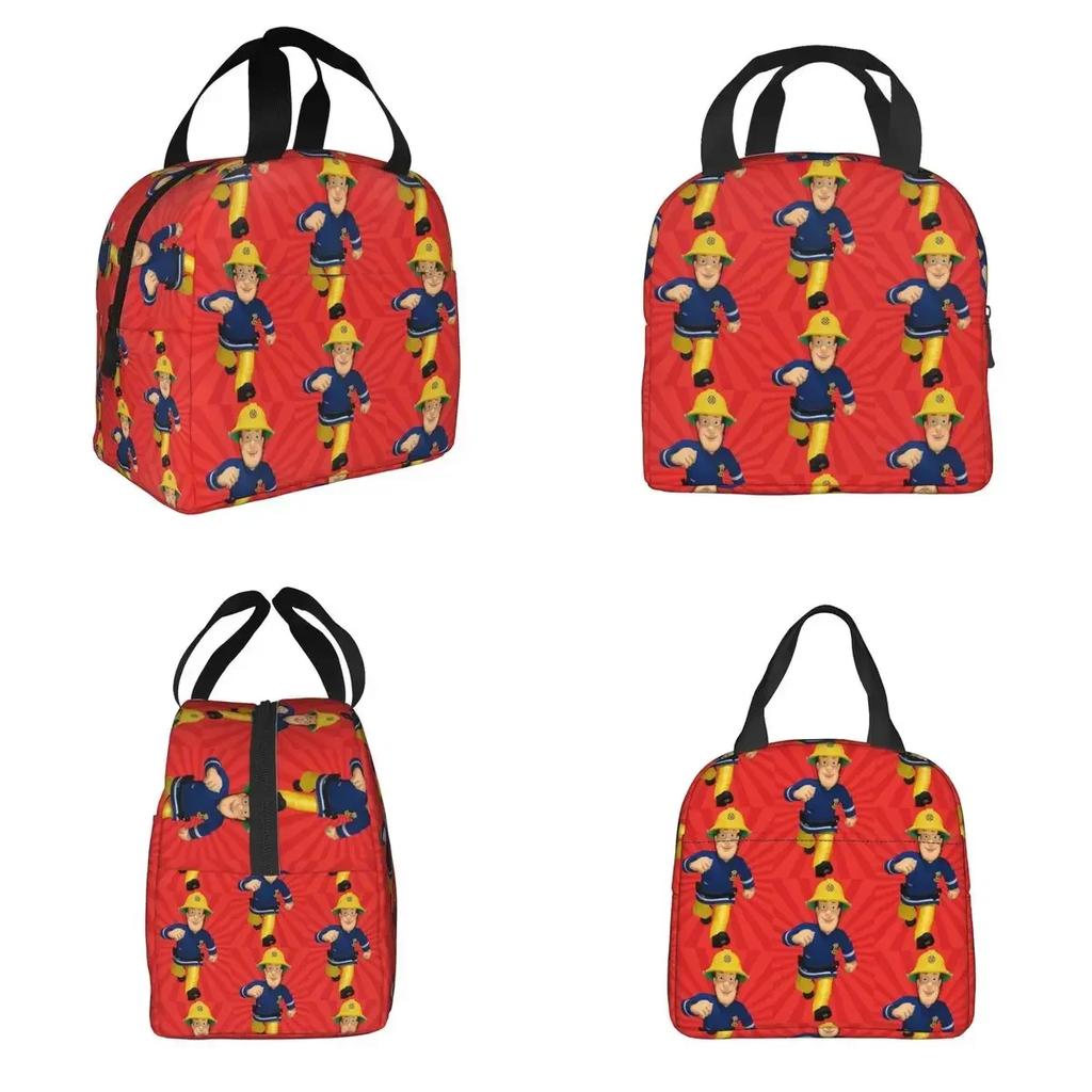 Fireman Sam Cartoon Insulated Lunch Bag for Women Children Leakproof Food Boxes Thermal Lunch Box Tote