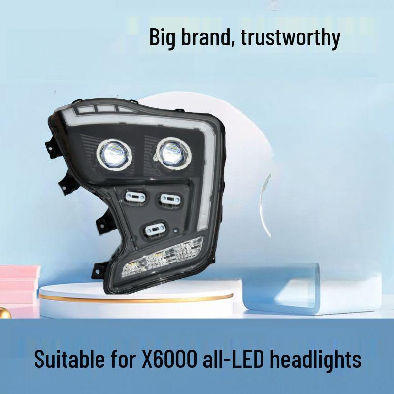 Compatible with Shaanxi Delong X6000 Tractor: Modified LED Headlight Assembly with Four Low Beams. Right