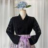 Koreanischer moderner Hanbok Schwarze Spitzen-Jeogori-Jacke