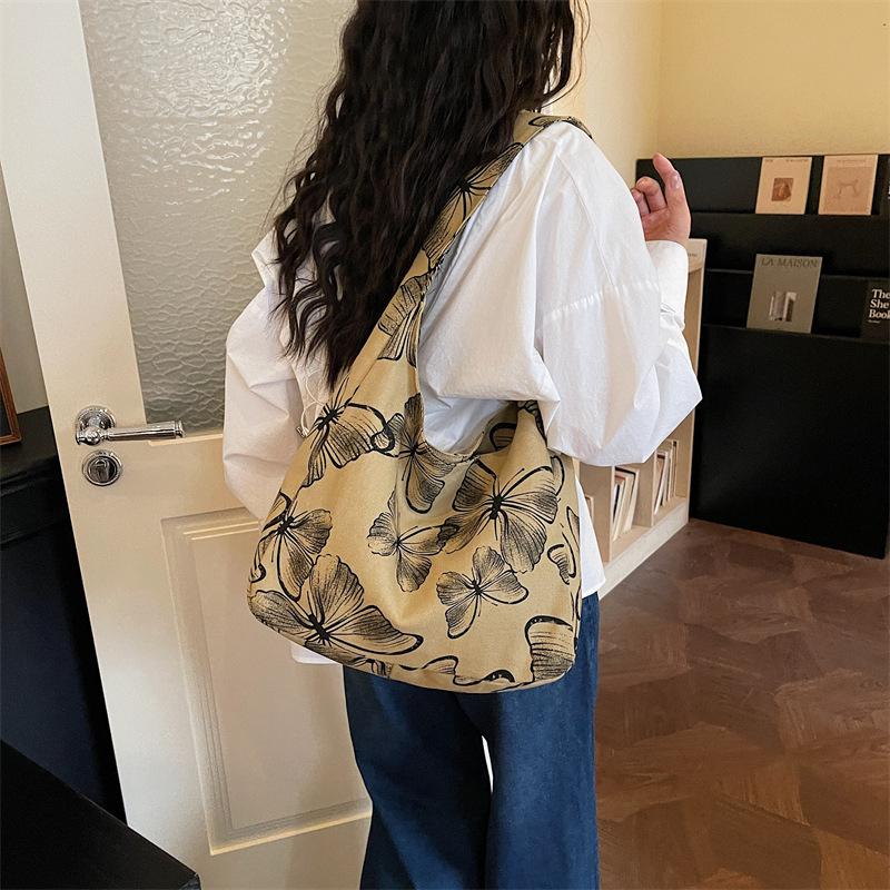 Versatile Butterfly Print Canvas Shoulder Bags for Women Lightweight High Capacity Ladies Tote Bag Vacati Girls Travel Handbag