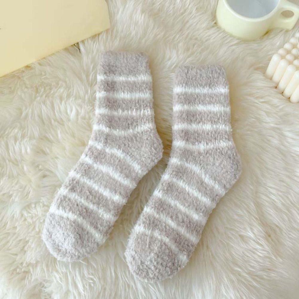 6 Paar Patchwork Verdickte Samtsocken Plüsch Schlafsocken Warme Korallenfleece Socken Herbst/Winter
