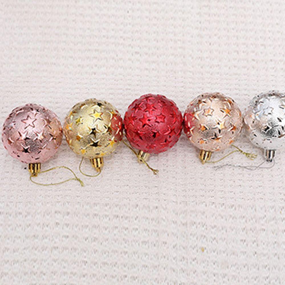 6pcs Colorful Star Christmas Balls Set 6cm Xmas Tree Pendants Home New Year Gift