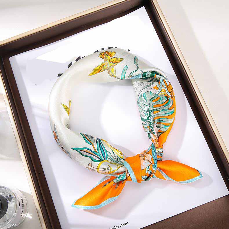 53x53cm 100% Maulbeerseide Schal Luxus Quadratisches Haarband Elegantes Kopftuch Halstuch Sonnenschutz Schal für Damen