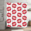 Red Lips Waterproof Shower Curtain Red Lipstick Pattern Bath Rug Decoration for Bathroom Accessories Set White Background One Si