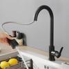 YIXI Gunmetal Gray Stainless Steel Pull-Out Kitchen Faucet
