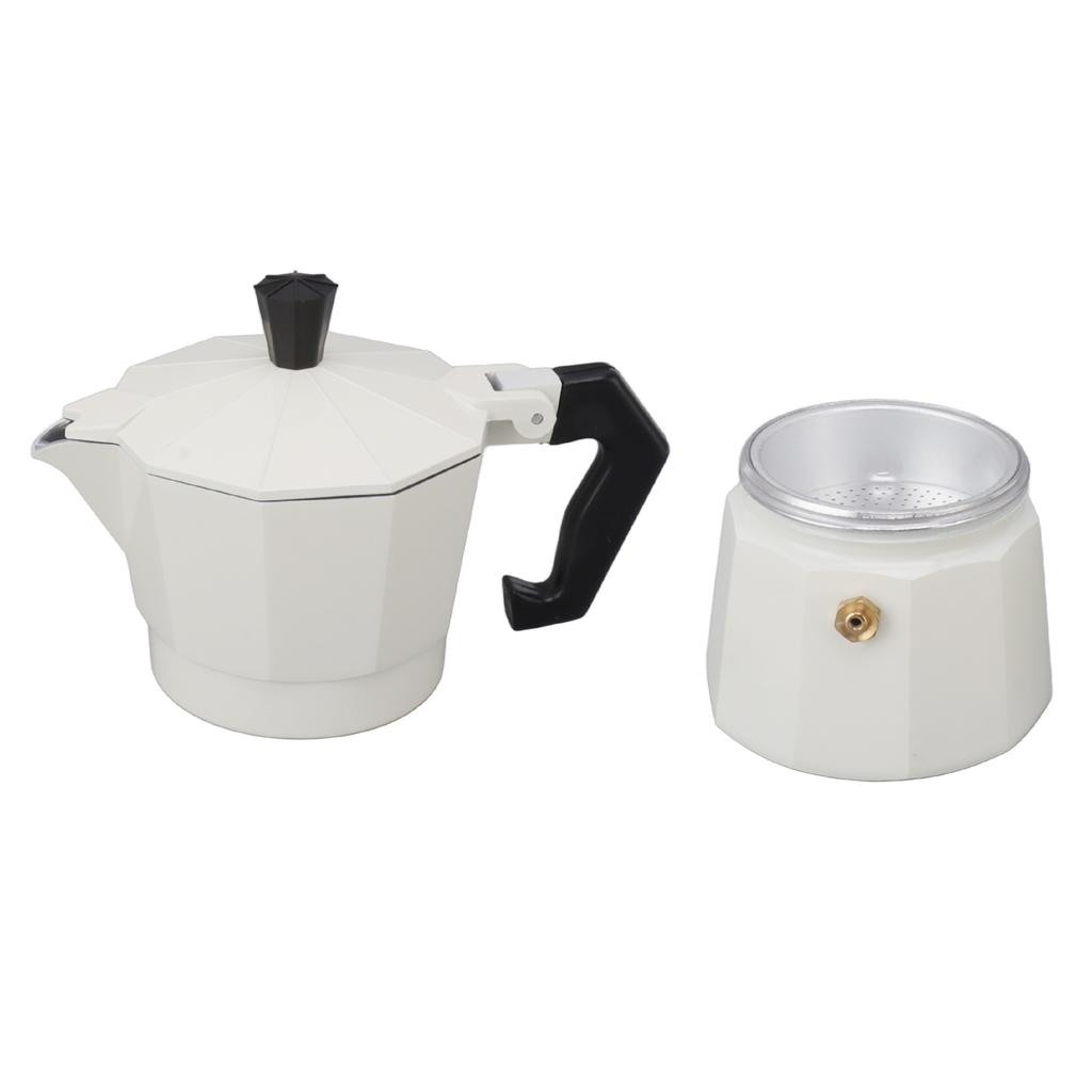 Stovetop Moka Pot Italian Hand Brewed Coffee Maker Aluminum Alloy Kitchen DIY Accessories White 300ml