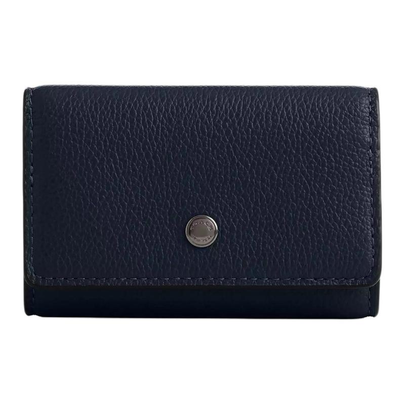 COACH 10 Tri-fold design with snap closure Leather Key Case Mini Men Midnight Navy midnight navy синий