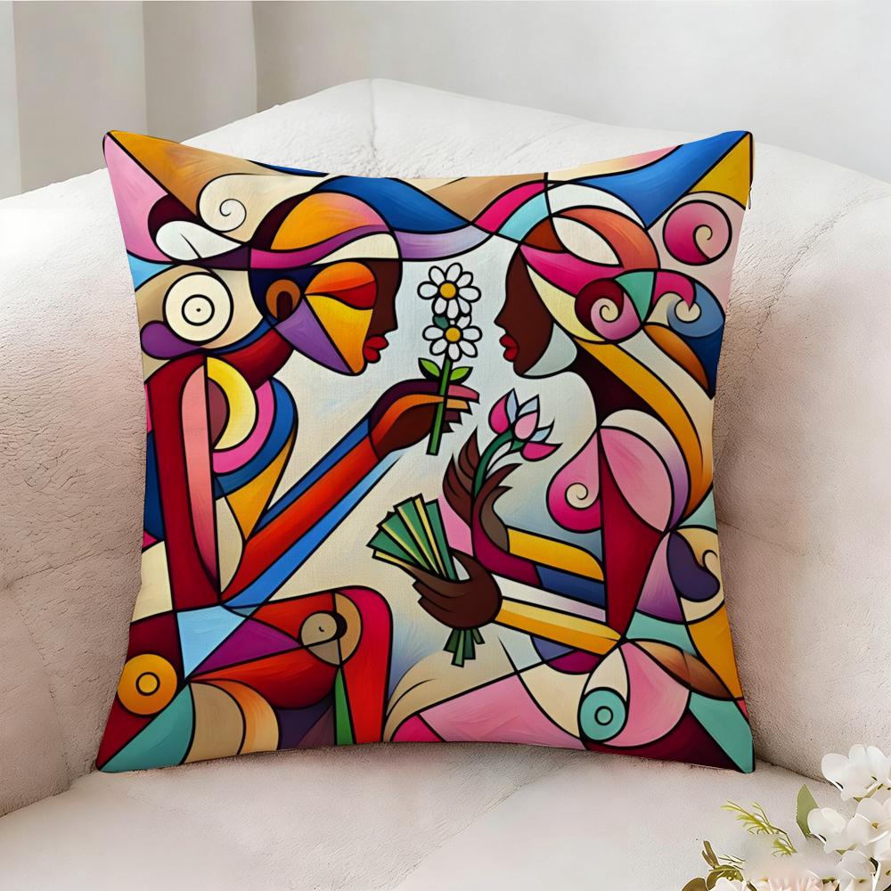 Illustration Of Diagonal Square Art Pillow Case Pillowcase Doublesided Printed Sofa Cushion Bedroom Headboard Pillow