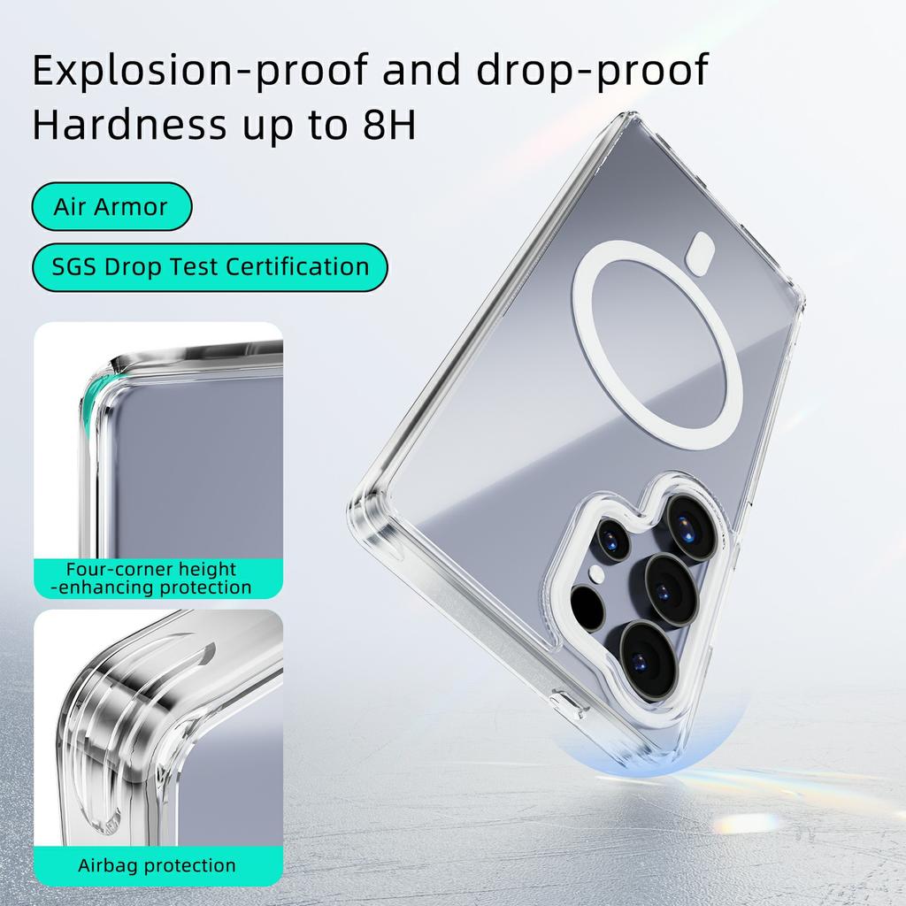 For Samsung Galaxy S25 Case Compatible with MagSafe Anti Scratch Clear TPU PC Phone Back Cover