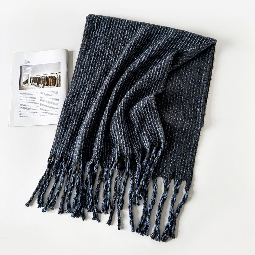 High-End Soft Loose Beard Knitted Scarf For Women In Winter With Wool Korean Style Solid Color Atmosphere Warm Scarf Shawl