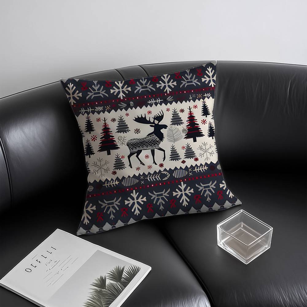 

Christmas Adorable Reindeer Cute Pillow Case Anti-dustmite Invisible zipper Sofa Bed 12x12Inch
