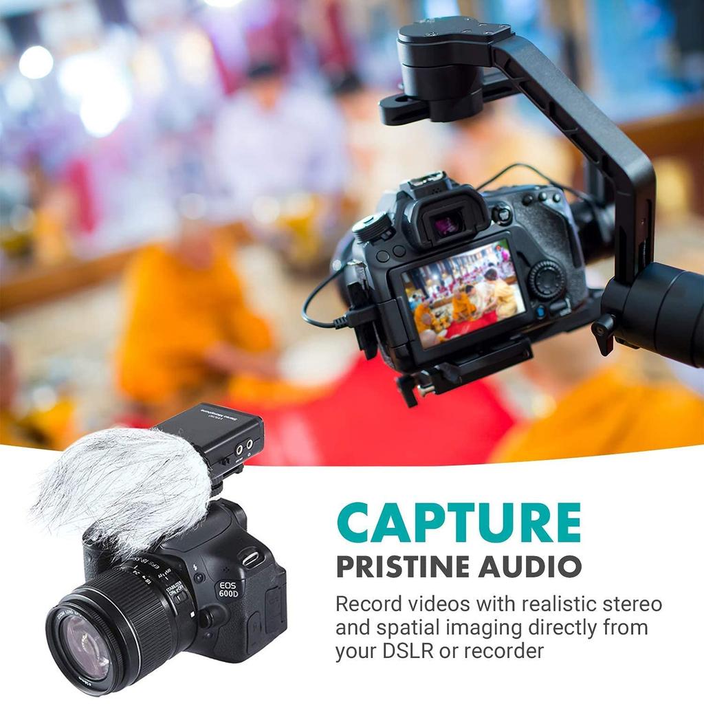Camera Stereo Microphone Condenser Video Microphone with Adjustable Directional Microphone Capsule Compatible with and Canon DSLR Cameras