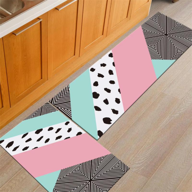 

2 Pcs/set Bedroom Living Room Decoration Floor Mat Simple Pattern Kitchen Foot Pad Two-piece Set Water-absorbent Non-slip Mat 2pcs 40x60 40x120cm