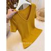 Chic Sweet Spicy Short Sleeve T-Shirt Women's Summer Slim Korean Version V-Neck Front Shoulder Top