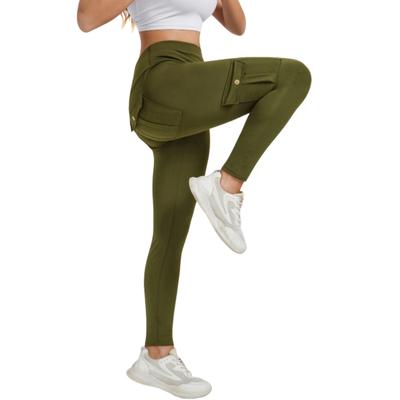Women High Waist Cargo Leggings with Pockets Tummy Control Hip Lifting Yoga Workout