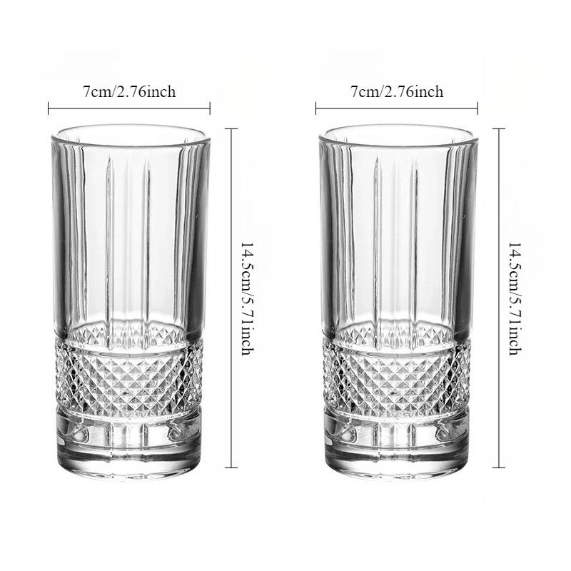 Diamond Relief Wine Glass 315ml Exquisite Collins Glass Water Bottle Home Juice Beverage Cups Transparent Cocktail Glass Cups 2pcs