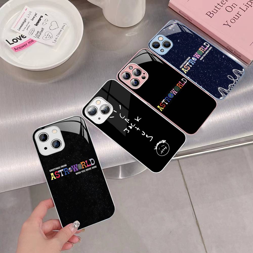 T-Travis S-ScottS Astroworld Tempered Glass For Iphone 14 13 12 11 Pro Mini XS MAX 14Plus X XS XR Cover