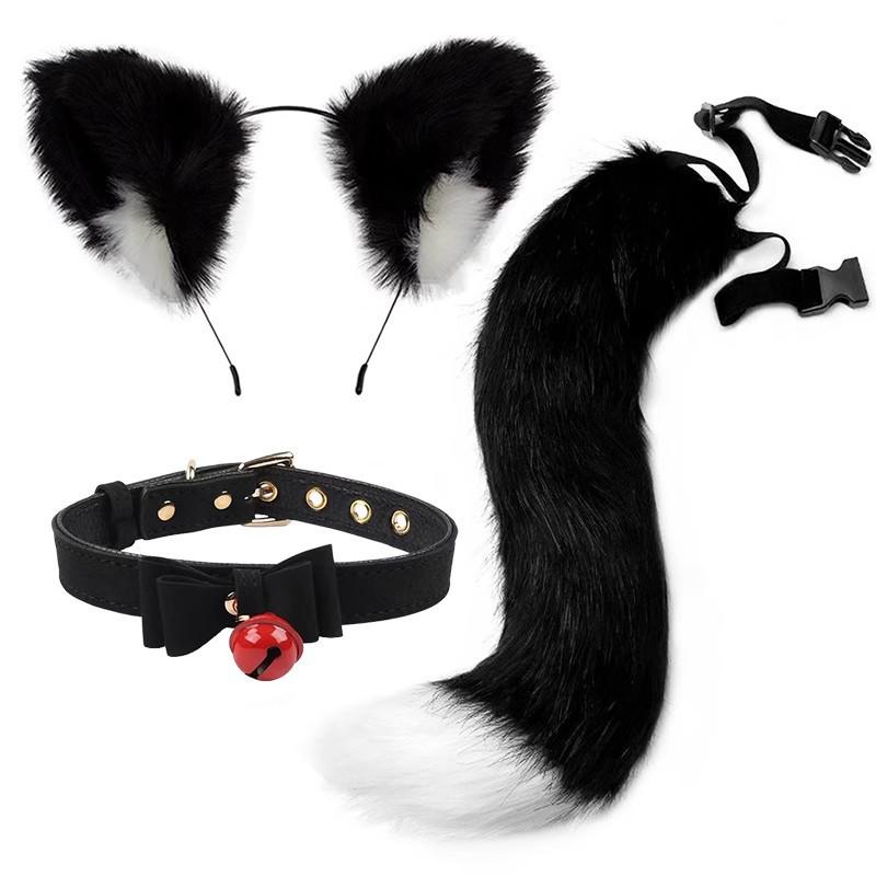 Handmade Cat Ears & Tail Set: Cute Cosplay Hair Accessories for Catgirl