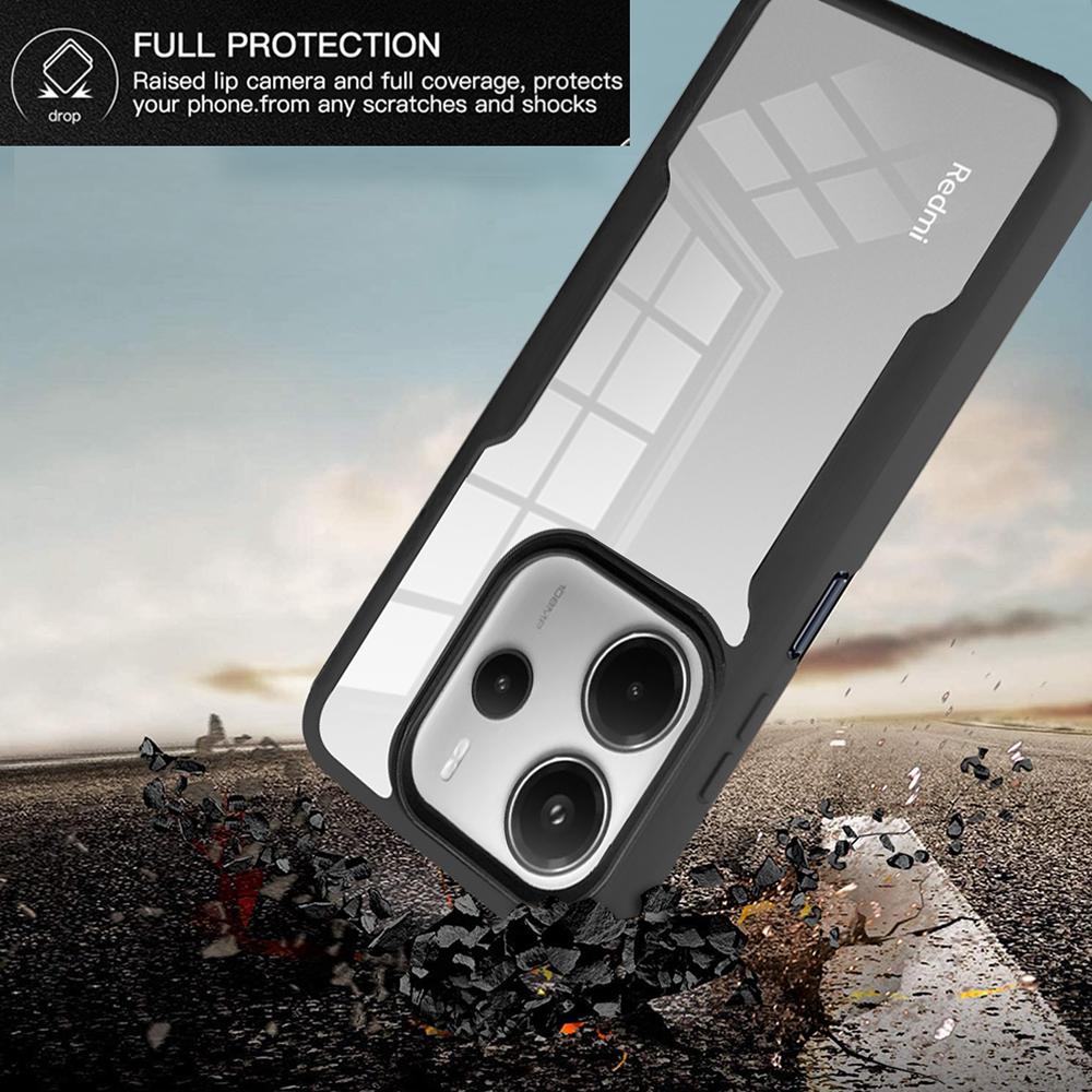 Military Grade 360 Full Cover Case For Xiaomi Redmi 14C 13C 12C Note 14 13 12 Pro Plus Pro+ 5G Clear Shockproof Shell Clear Hard