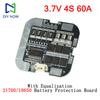 3.7V 4S 60A BMS with balanced protection board for 21700/18650 lithium batteries and built-in temperature control protection