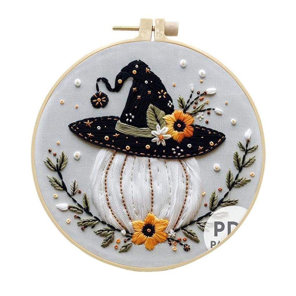 Halloween Embroidery Kit with Instructions Ghost & Gothic Stamped Cross Stitch Kits Needlepoint Kit for Adults & Beginners