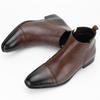 Designer New Winter Pointed Patchwork Pu Leather Shoes High Tops Motorcycle Shoes For Male Formal Business Chelsea Ankle Boots