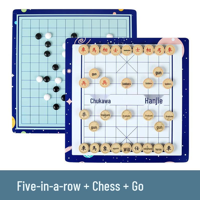 5-in-1 Multi-Game Wooden Board Game Set
