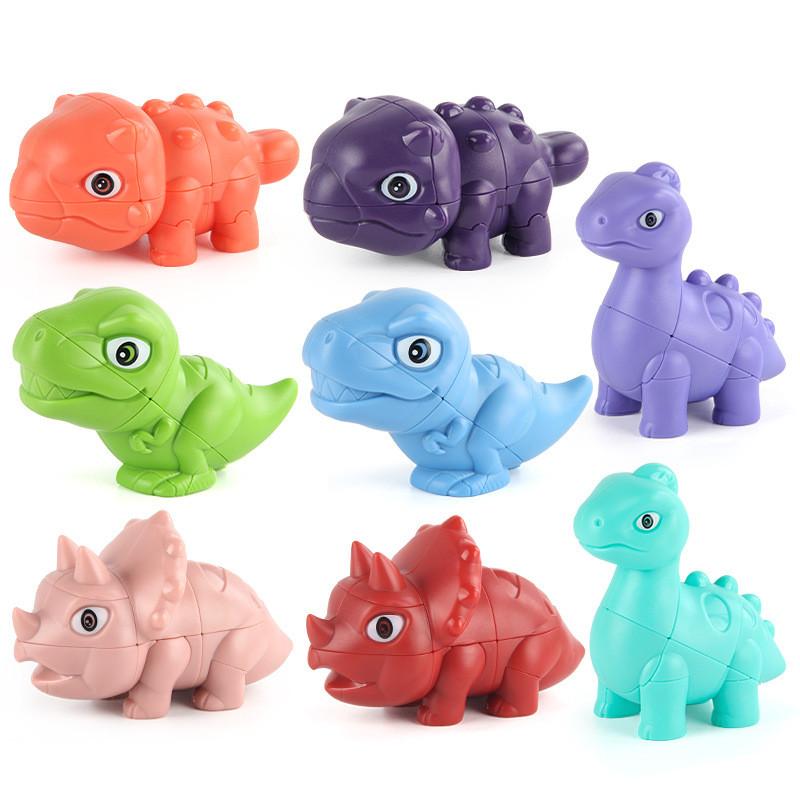 Colorful Dinosaur Cube Educational Puzzle Toy For Kids With Smooth Rotating Design