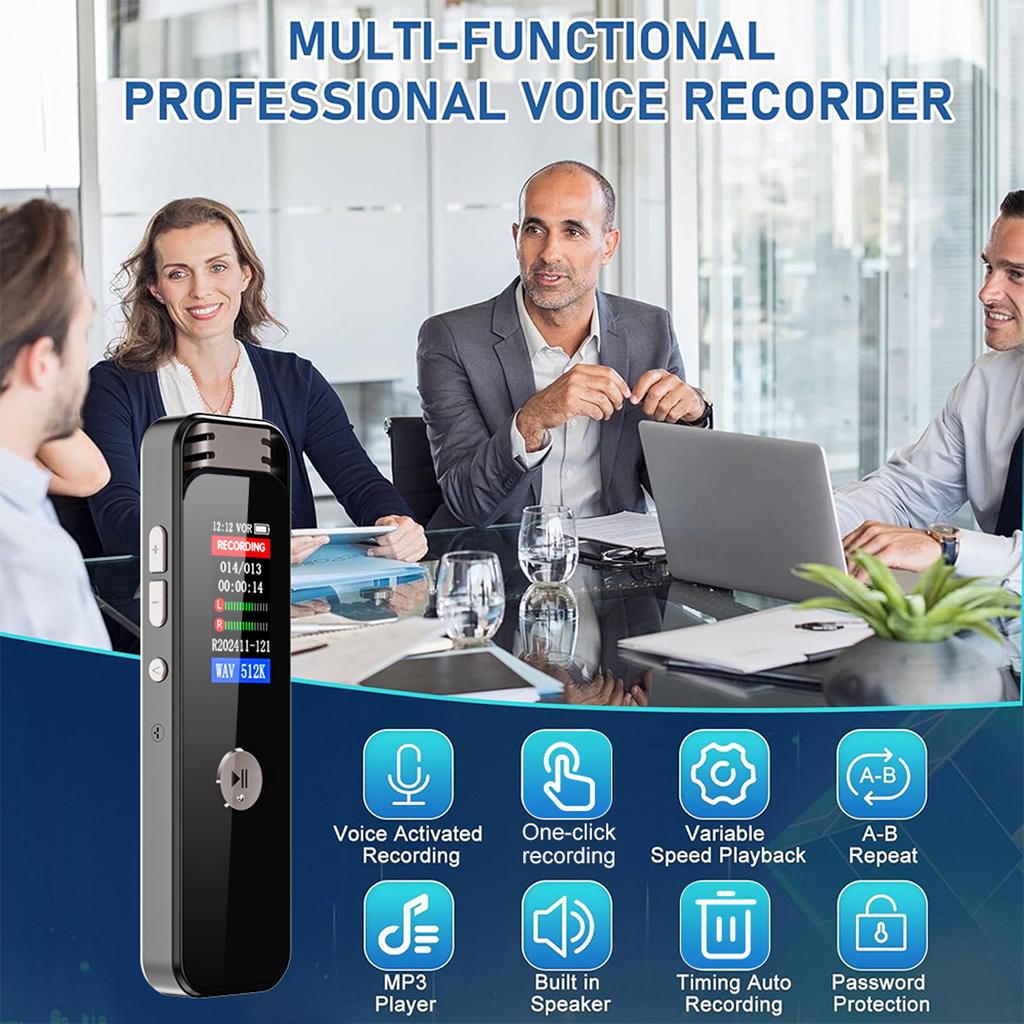 Voice Activated Recorder Type-C Rechargeable Audio Recorder with 7-Level Adjustable Voices Control for Lectures Meetings