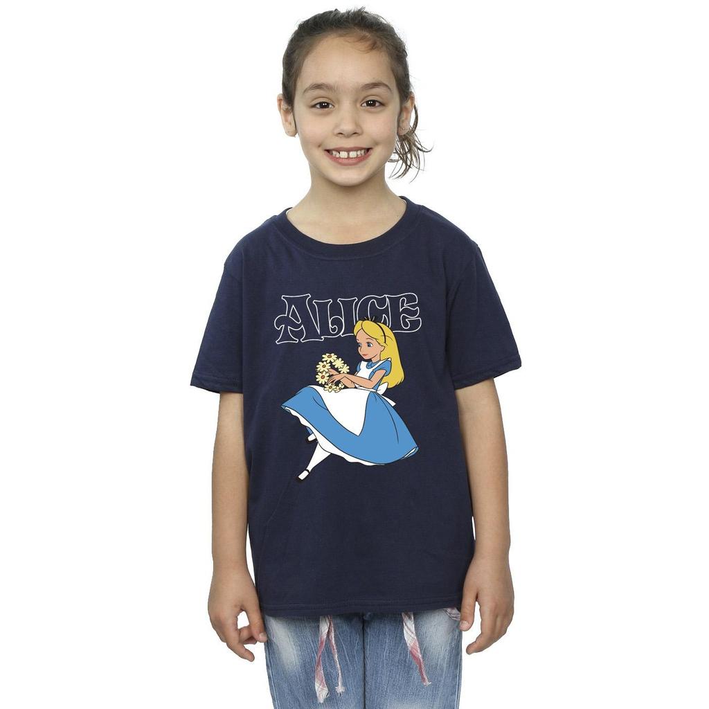 Disney Girls Alice In Wonderland Flowers Cotton T-Shirt