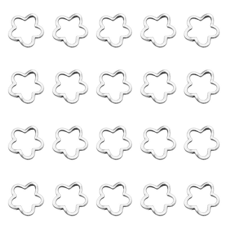 20pcs/lot Antique Silver Bronze Hollow Flower Beads Loose Bead Spacer Connectors DIY for Jewelry Making Bracelet