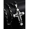 Stainless Steel Cross Pendant Necklace Men Women Geometric Layered Design Gold Black Finish 51-60cm Chain Length