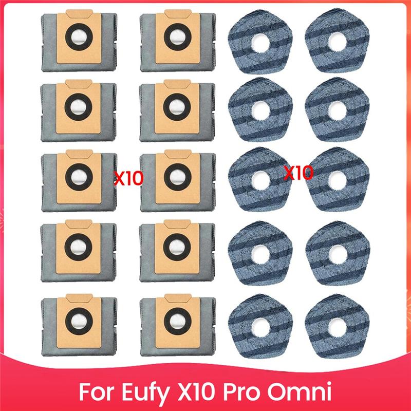 A65T-For EUFY X10 Pro Omni Cleaner Robot Vacuum Accessories Replacement Parts Kit With Mop Pads Vacuum Bags