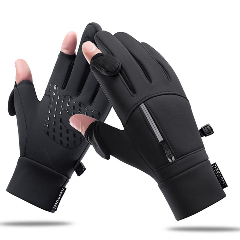 

Gobygo Winter Padded Ski Gloves Zipper Touch Screen Windproof Waterproof Mountain Climbing Running Cycling Sports Warm Gloves M