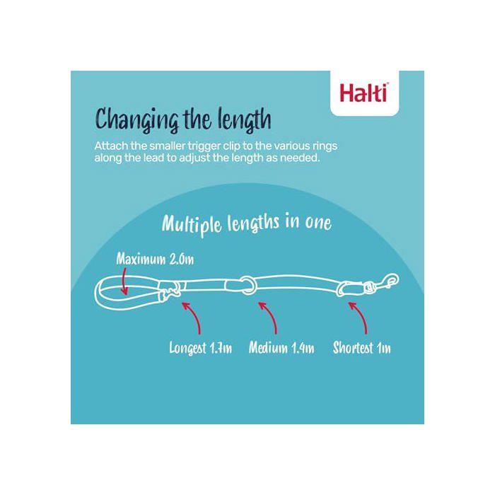 Laisse éducative multifonction - Halti - 7 utilisations différentes - Double extrémité - 2m - Bleu Cobalt - Taille S