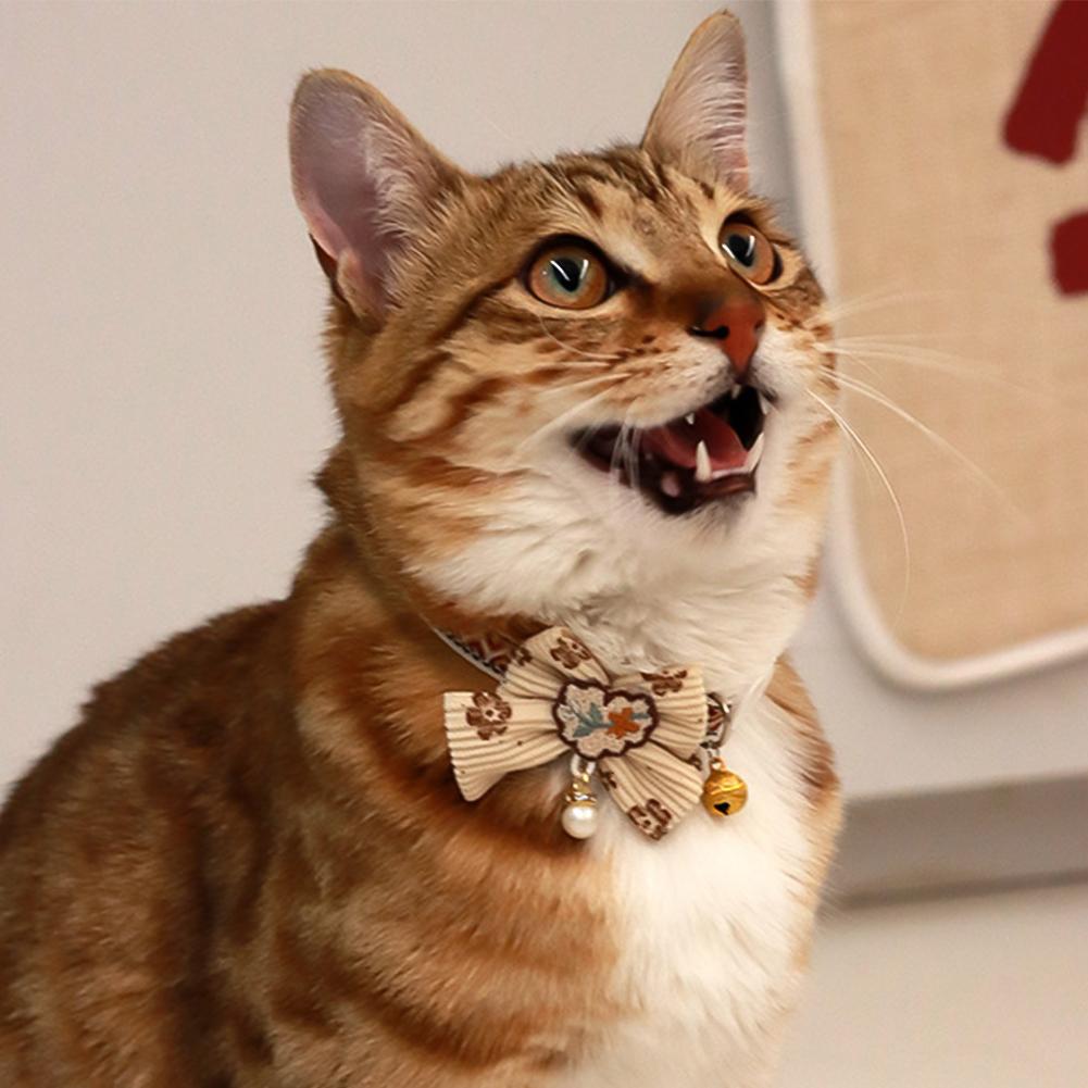 Cute Adjustable Pet Cat Collar Bell Collar Kitten Necklace Pet Collars for Small Dog Necklace Party Photo Props