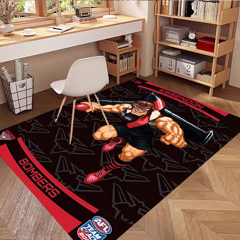 Essendon Football Print Rug, Washable Floor Carpet, For Entryway Dorm Laundry Room Office Study, Home Decor Birthday Christmas Gift