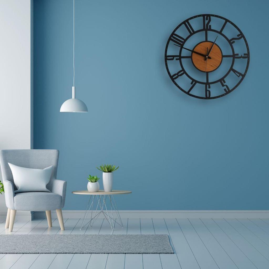 Wanduhr Stilvolle Metall-Analog-Wanduhr für Wohnzimmer, Büro, Zuhause und Flur | Antike Ausgefallene Große Moderne Wanduhr (Holz, 40 CM)