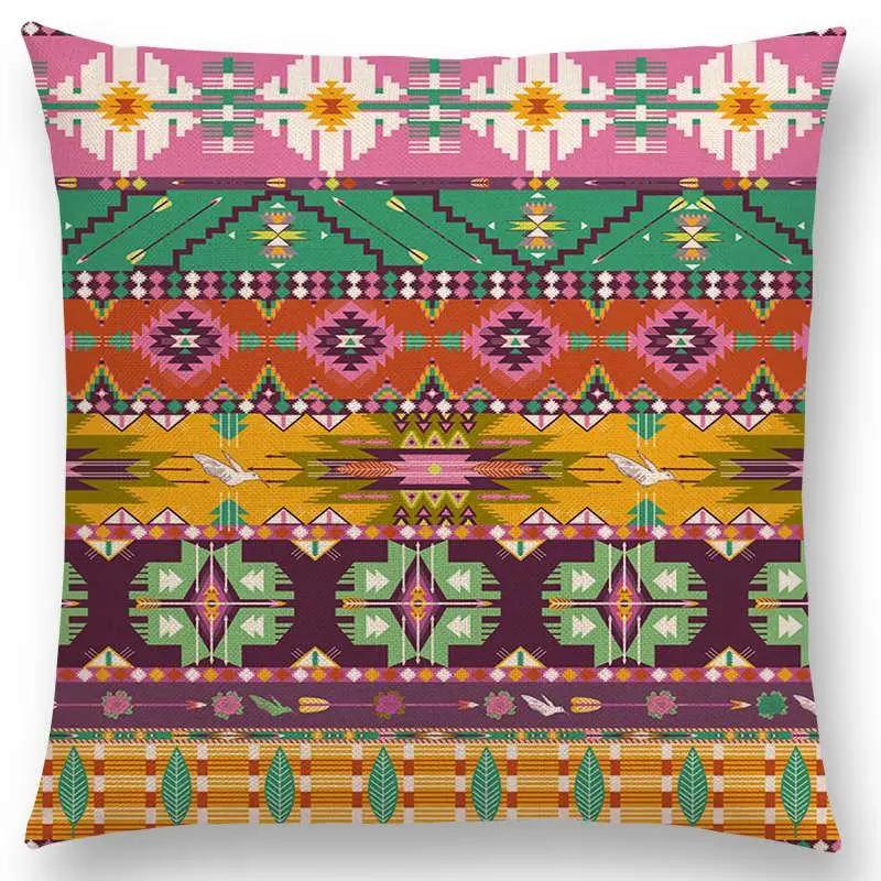 Colorful Seamless Aztec Decorative Prints Sofa Throw Pillow Case Fancy Abstract Geometric Vector Pattern Tribal Cushion Cover