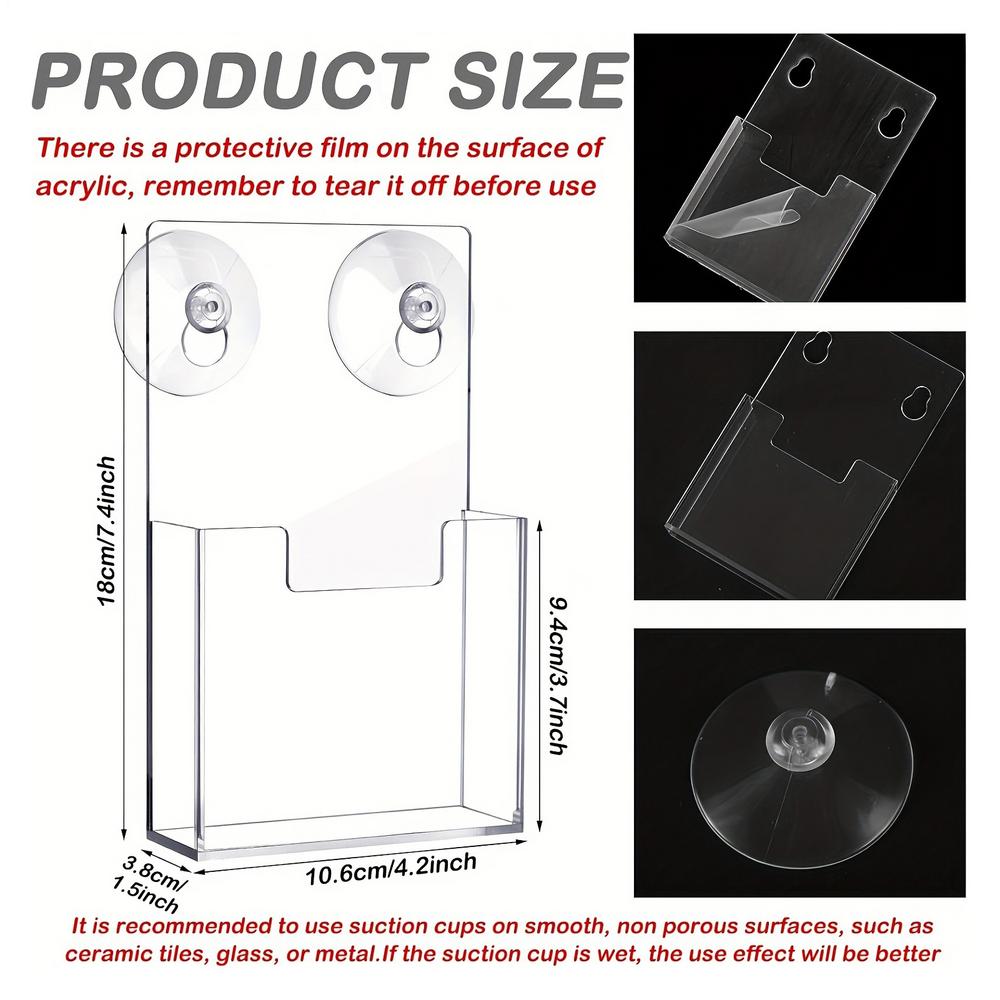 

Brochure Holder Wall Mount 2 Pieces Suction Cup Document Storage Wall Mount Literature Holder For Booklets Flyers Office Hotel чистый