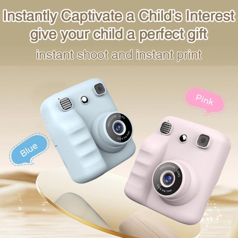 Kids Instantly Print Camera With 1Roll Thermals Paper For Creative Photography Featuring Clear Imaging Filter Effects