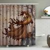 Fantasy Forest Waterfall Shower Curtain Gothic Nature Trees Waterfall Backdrop Bathroom Decor Vintage Floral Landscape Washable