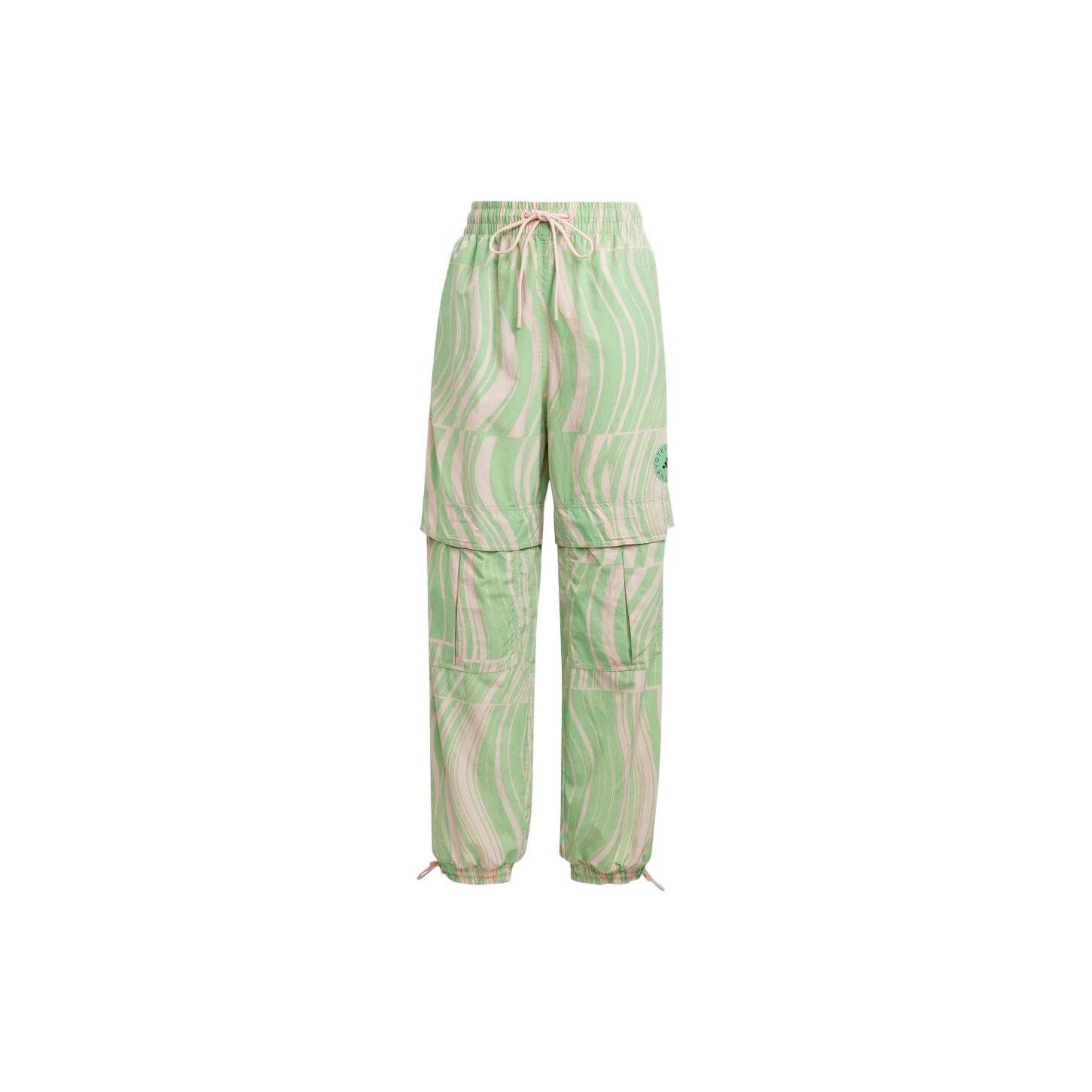 Adidas Striped Logo Print Lace-Up Sports Pants Women pants Neon-Green HS0987 S