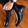 [Leather wool] Winter new cotton shoes men's piled thickened warm high-top shoes inner height-increasing leather shoes